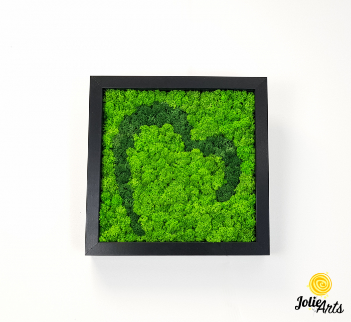 Tablou licheni naturali stabilizați, model Inimă Stilizată Jolie Arts, două nuanțe de verde [3]
