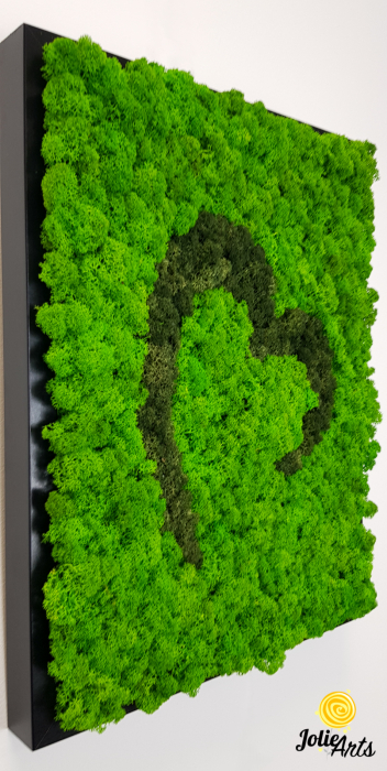 Tablou licheni naturali stabilizati Jolie Arts, model inima stilizata, doua nuante de verde [4]