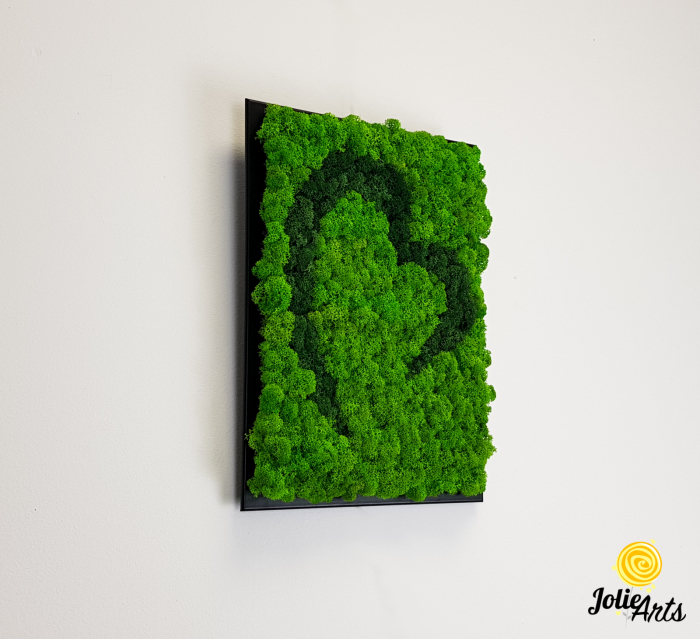 Tablou licheni naturali stabilizați, model Inimă Stilizată Jolie Arts, două nuanțe de verde [2]