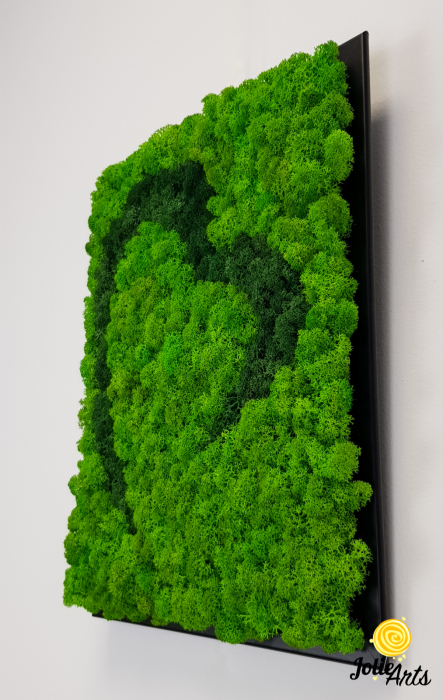 Tablou licheni naturali stabilizați, model Inimă Stilizată Jolie Arts, două nuanțe de verde [5]