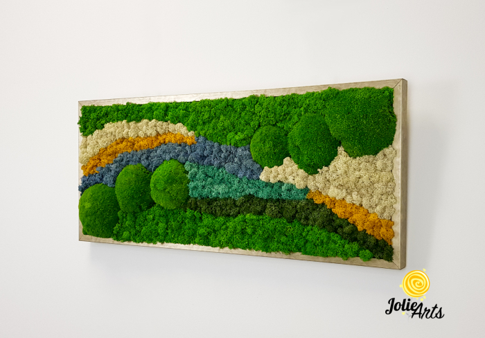 Tablou licheni, tablou muschi de padure, plante stabilizate, Jolie Arts, Model White Pacific [3]