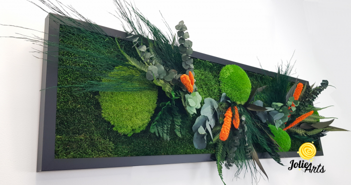 Tablou muschi si plante naturale stabilizate, Model Green Day - Orange touch [5]