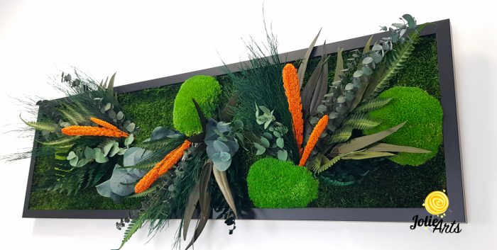 Tablou muschi si plante naturale stabilizate, Model Green Day - Orange touch [6]