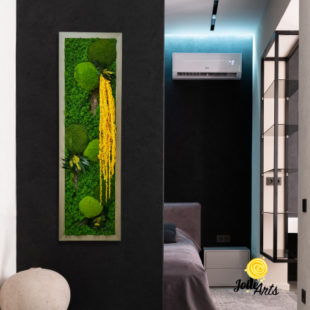 Tablouri licheni - Tablou Amaranthus Galben Vertical cu ramă gri profil lat