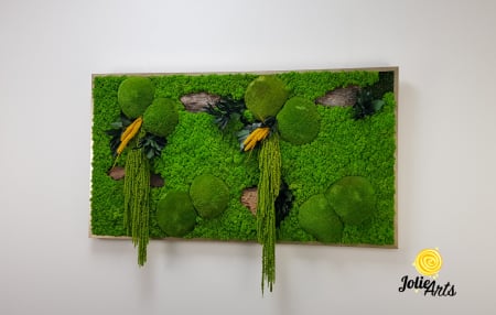Tablou Amaranthus Verde Personalizat cu ramă argintie și plante naturale stabilizate [2]