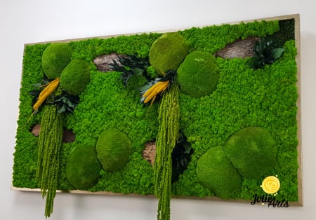Tablou Amaranthus Verde Personalizat cu ramă argintie și plante naturale stabilizate [5]