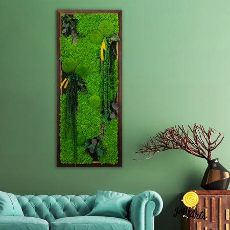 Toate Produsele - Tablou Amaranthus Verde Vertical – Ramă Patinată cu Auriu