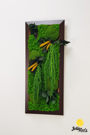 Tablou Amaranthus Verde Vertical – Ramă Patinată cu Auriu [1]