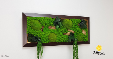 Toate Produsele - Tablou Amaranthus Verde Orizontal cu Ramă Patinată cu Inserții Aurii