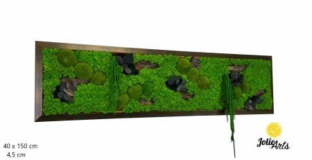 Tablouri - Tablou Amaranthus Verde Orizontal cu Ramă Patinată cu Inserții Aurii