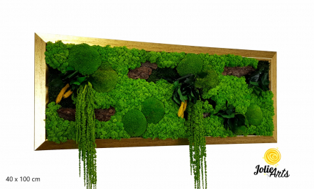 Tablou Amaranthus Verde Orizontal cu Ramă Patinată cu Inserții Aurii [2]