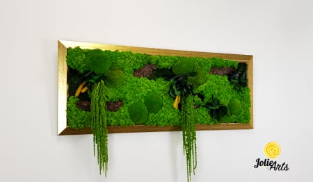 Tablou Amaranthus Verde Orizontal cu Ramă Patinată cu Inserții Aurii [5]