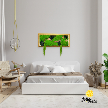 Tablou Amaranthus Verde Orizontal cu Ramă Patinată cu Inserții Aurii [1]
