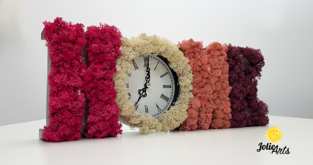 Toate Produsele - Ceas de perete decorat cu licheni naturali