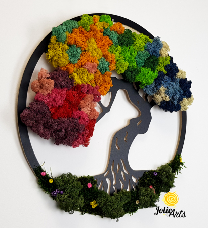 Copacul Vieții Multicolor cu licheni naturali stabilizați și flori decorative [3]
