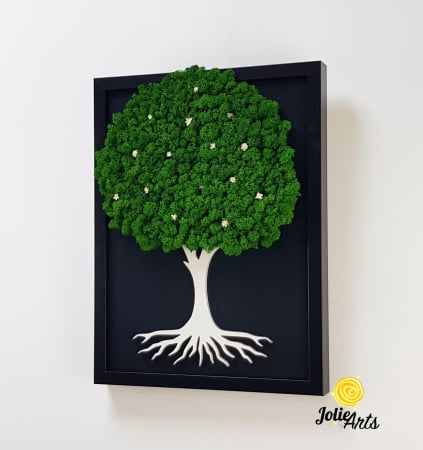 Copacul Vieții cu Licheni Natur – Ramă Neagră | Jolie Arts [1]