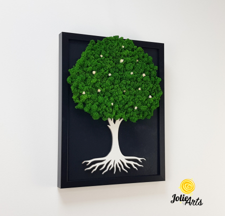 Copacul Vieții cu Licheni Natur – Ramă Neagră | Jolie Arts [3]