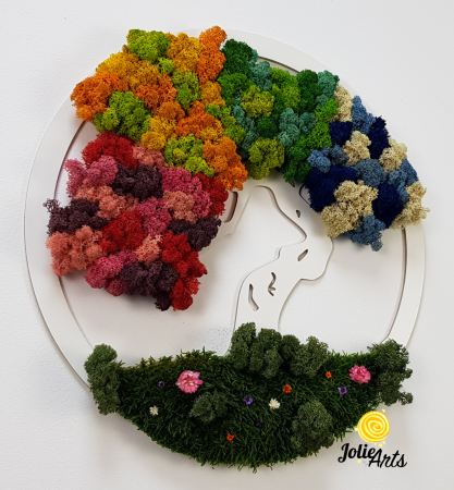 Copacul Vieții Multicolor – Suport Alb – Licheni Naturali Stabilizați [5]