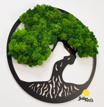 Copacul Vieții cu licheni stabilizați două nuanțe de verde – decor natural handmade [6]