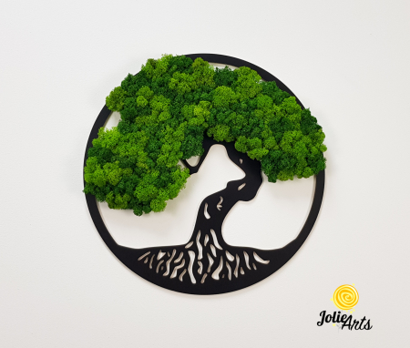 Copacul Vieții cu licheni stabilizați două nuanțe de verde – decor natural handmade [3]