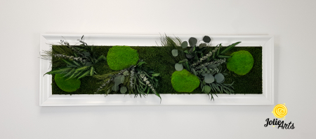 Tablou Green Day – Mușchi și Plante Naturale Stabilizate, Ramă Albă Lucioasă, Profil Lat [2]