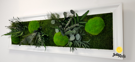 Tablou Green Day – Mușchi și Plante Naturale Stabilizate, Ramă Albă Lucioasă, Profil Lat [5]