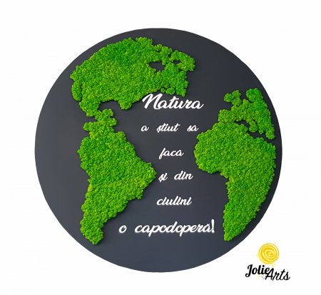 Logo-uri personalizate - Harta lumii cu mesaj personalizat, decorata cu licheni naturali stabilizati