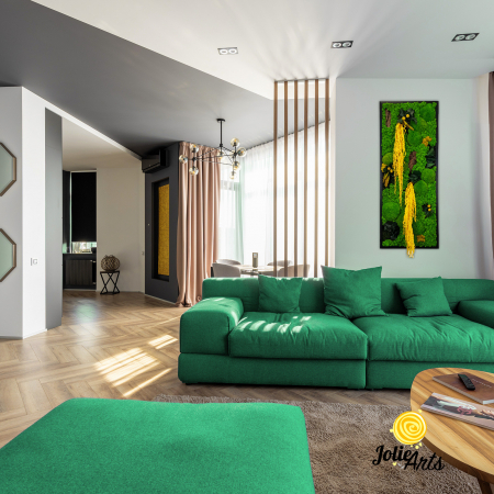 Toate Produsele - Tablou Amaranthus Galben Design Vertical cu licheni naturali