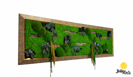Tablou Amaranthus Verde orizontal – Ramă Gri Patinată cu Inserții Aurii [1]