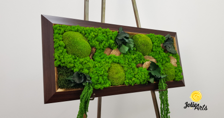 Tablou Amaranthus Verde orizontal cu rame patinate și inserții aurii [5]