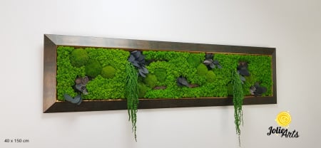 Tablouri - Tablou Amaranthus Verde orizontal cu rame patinate și inserții aurii