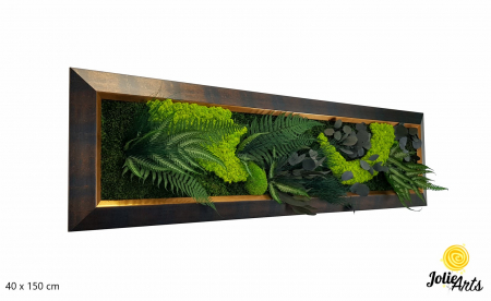 Model Amazon – Tablou Licheni, Mușchi și Plante Stabilizate – Ramă Patinată cu Inserții Aurii [1]