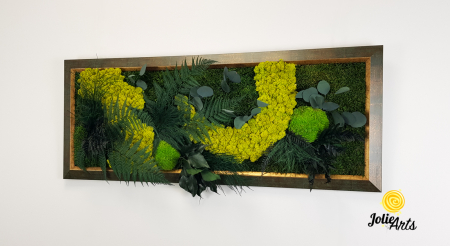 Model Amazon – Tablou Licheni, Mușchi și Plante Stabilizate – Ramă Patinată cu Inserții Aurii [2]
