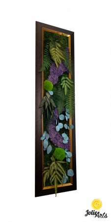 Tablouri - Tablou Model Amazon cu Inserții Purple – Licheni și Plante Stabilizate – Ramă Maro Patinat cu Inserții Aurii