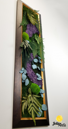 Tablou Model Amazon cu Inserții Purple – Licheni și Plante Stabilizate – Ramă Maro Patinat cu Inserții Aurii [5]