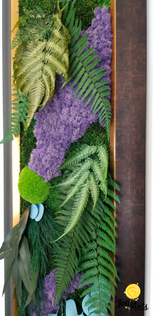 Model Amazon, insertii purple, rama patinata maro cu insertii aurii, 40 x 150 cm, tablou licheni, Jolie Arts, www.tablouriculicheni.ro-2 [4]