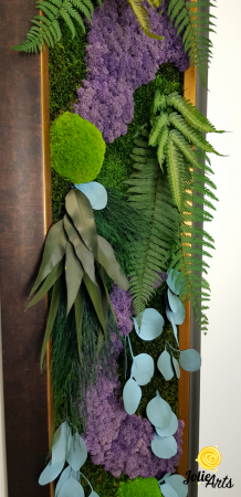Model Amazon, insertii purple, rama patinata maro cu insertii aurii, 40 x 150 cm, tablou licheni, Jolie Arts, www.tablouriculicheni.ro-2 [6]