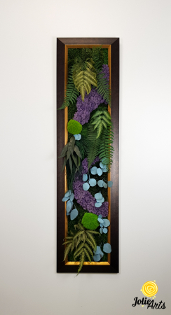 Model Amazon, insertii purple, rama patinata maro cu insertii aurii, 40 x 150 cm, tablou licheni, Jolie Arts, www.tablouriculicheni.ro-2 [2]