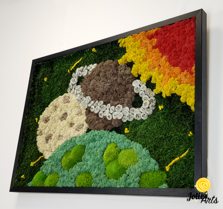 Tablou Cosmos cu licheni, mușchi bombat și plante naturale – ramă neagră, 50 x 70 cm [6]