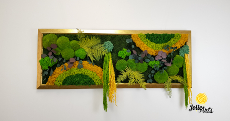 Tablou Curcubeu Galben licheni mușchi stabilizați 50x150 ramă aurie Jolie Arts [3]