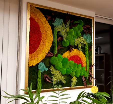 Tablouri - Tablou Curcubeu 130 x 130 cm ramă aurie patinată