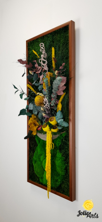 Model Flower Vase, dimensiune 40 x 100 cm, rama neagra, muschi bombati - plati si plante naturale stabilizate, Jolie Arts, www.tablouriculicheni.ro-2 [1]