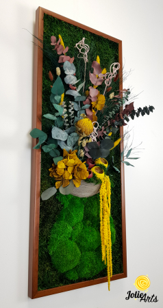 Model Flower Vase, dimensiune 40 x 100 cm, rama neagra, muschi bombati - plati si plante naturale stabilizate, Jolie Arts, www.tablouriculicheni.ro-2 [4]