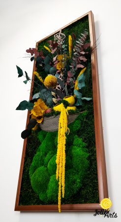 Model Flower Vase, dimensiune 40 x 100 cm, rama neagra, muschi bombati - plati si plante naturale stabilizate, Jolie Arts, www.tablouriculicheni.ro-2 [5]