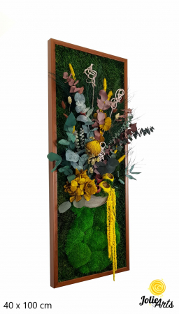 Model Flower Vase, dimensiune 40 x 100 cm, rama neagra, muschi bombati - plati si plante naturale stabilizate, Jolie Arts, www.tablouriculicheni.ro-2 [0]