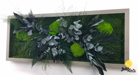 Tablou Green Day – Mușchi și Plante Naturale Stabilizate, Ramă Gri, Profil Lat [3]
