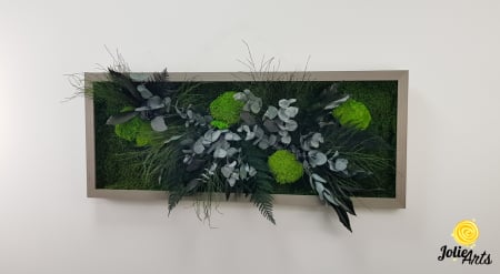 Tablou Green Day – Mușchi și Plante Naturale Stabilizate, Ramă Gri, Profil Lat [1]