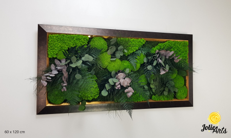 Tablouri - Tablou Island – mușchi, licheni, plante stabilizate, ramă aurie