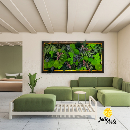 Tablouri - Tablou Island – mușchi, licheni, plante stabilizate, ramă aurie