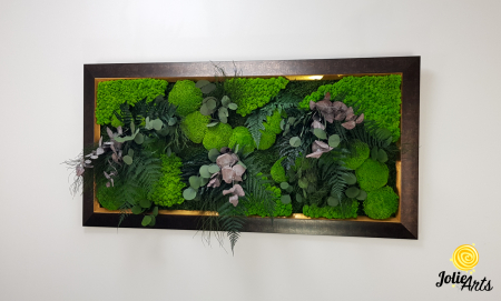 Tablou Island – mușchi, licheni, plante stabilizate, ramă aurie [1]